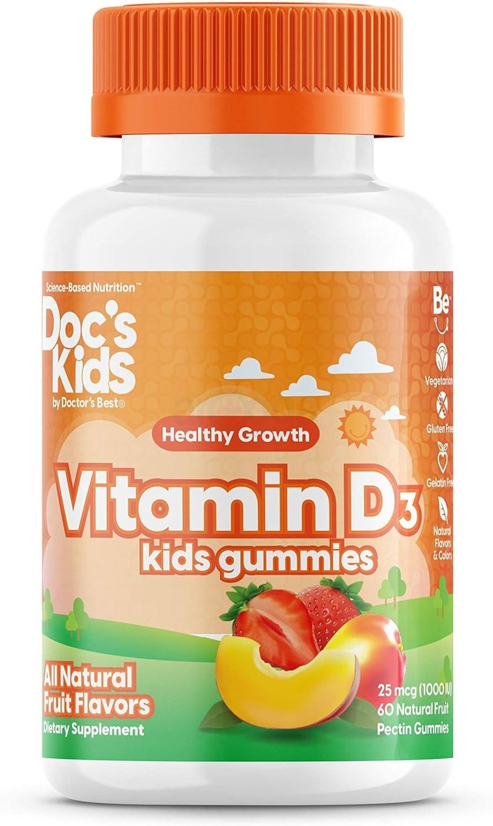 Doctor’s Best Doc’s Kids Vitamin D3 Gummies All Natural Fruit Flavors 25 mcg (1000 IU) 
  