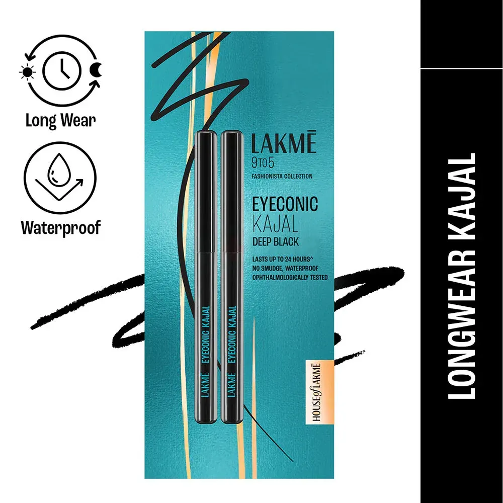 Lakme 24Hr Eyeconic Kajal Twin Pack - Deep Black  