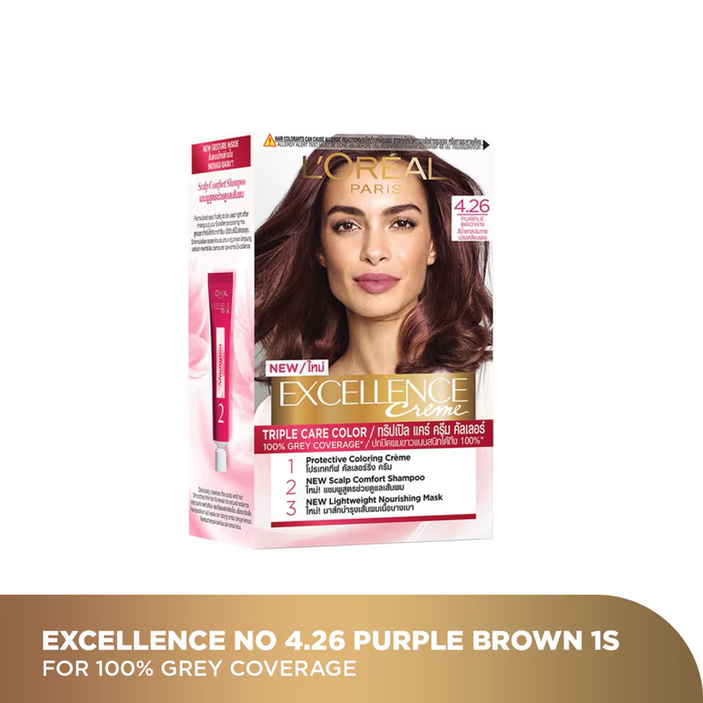 Loreal Paris Excellence Creme Triple Care Hair Color - 4.26 Purple Brown  