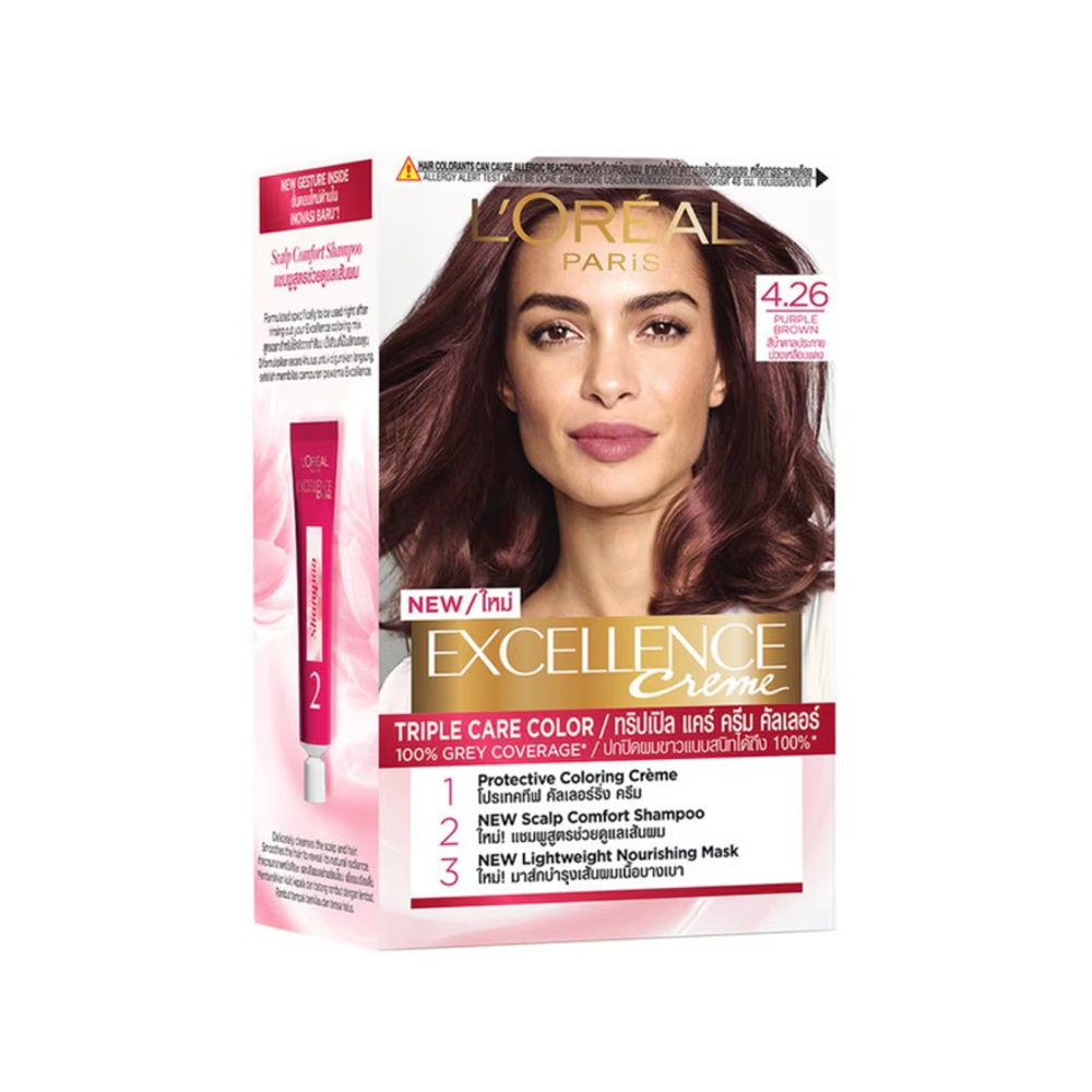 Loreal Paris Excellence Creme Triple Care Hair Color - 4.26 Purple Brown  