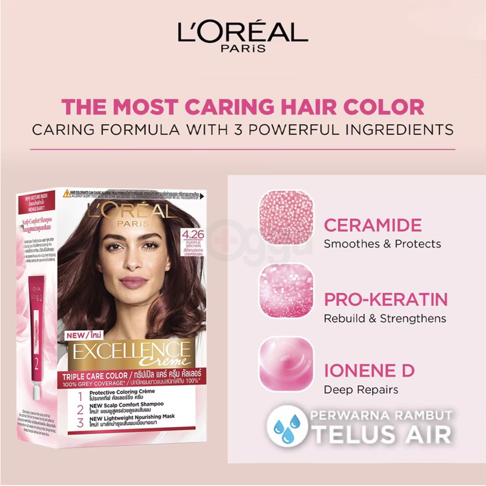 Loreal Paris Excellence Creme Triple Care Hair Color - 4.26 Purple Brown  