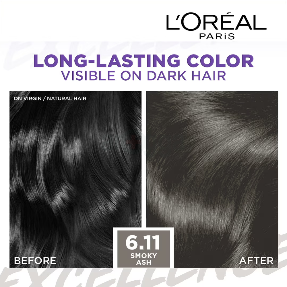 Loreal Paris Excellence Ash Supreme Vivid Colors with Tripple Care Hair Color - 6.11 Smoky Ash  