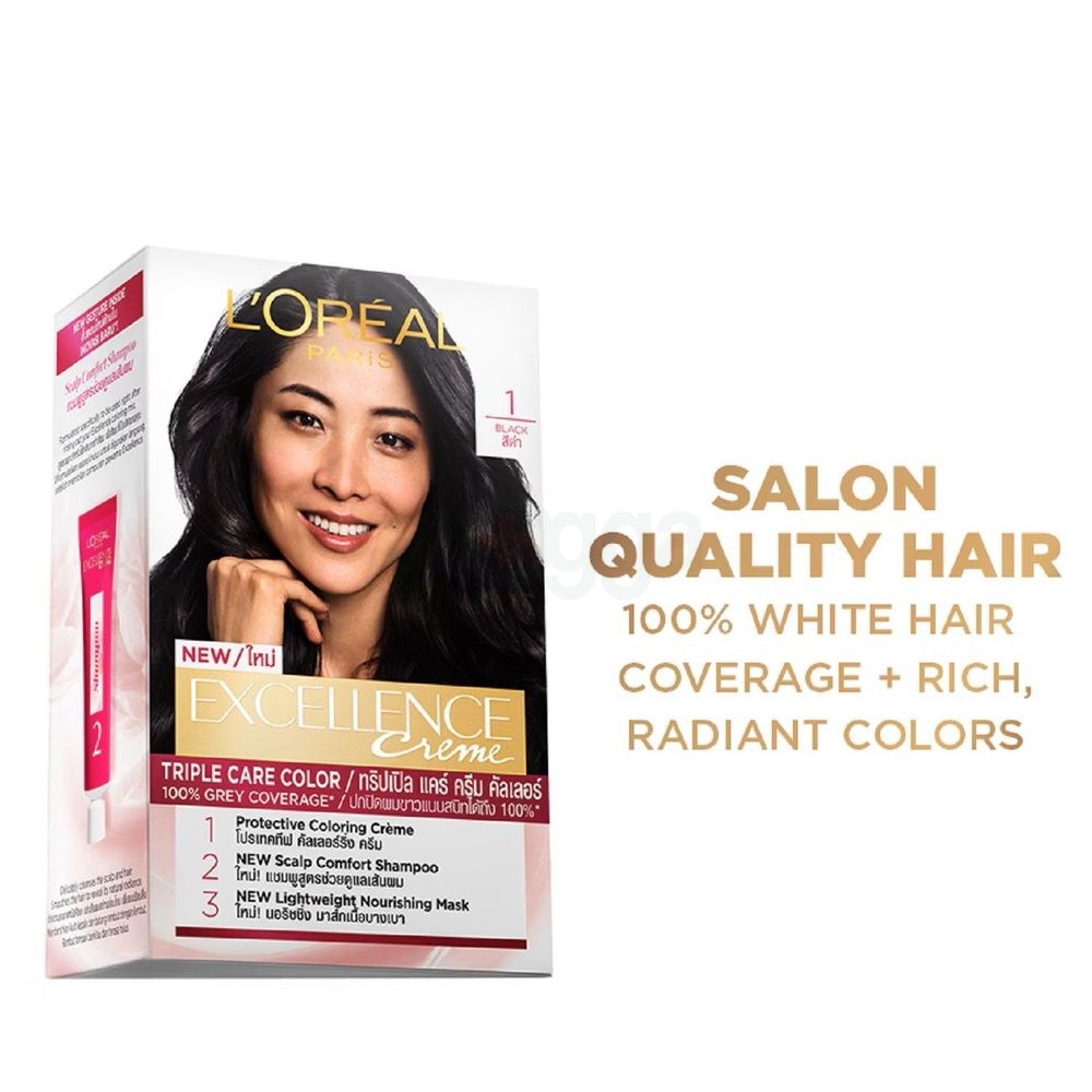 Loreal Paris Excellence Creme Triple Care Hair Color - 1 Black  