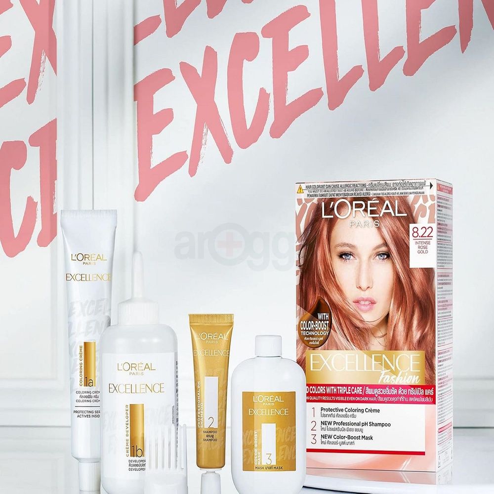 Loreal Paris Excellence Fashion Vivid Colors with Triple Care Hair Color - 8.22 Intense Rose Gold  