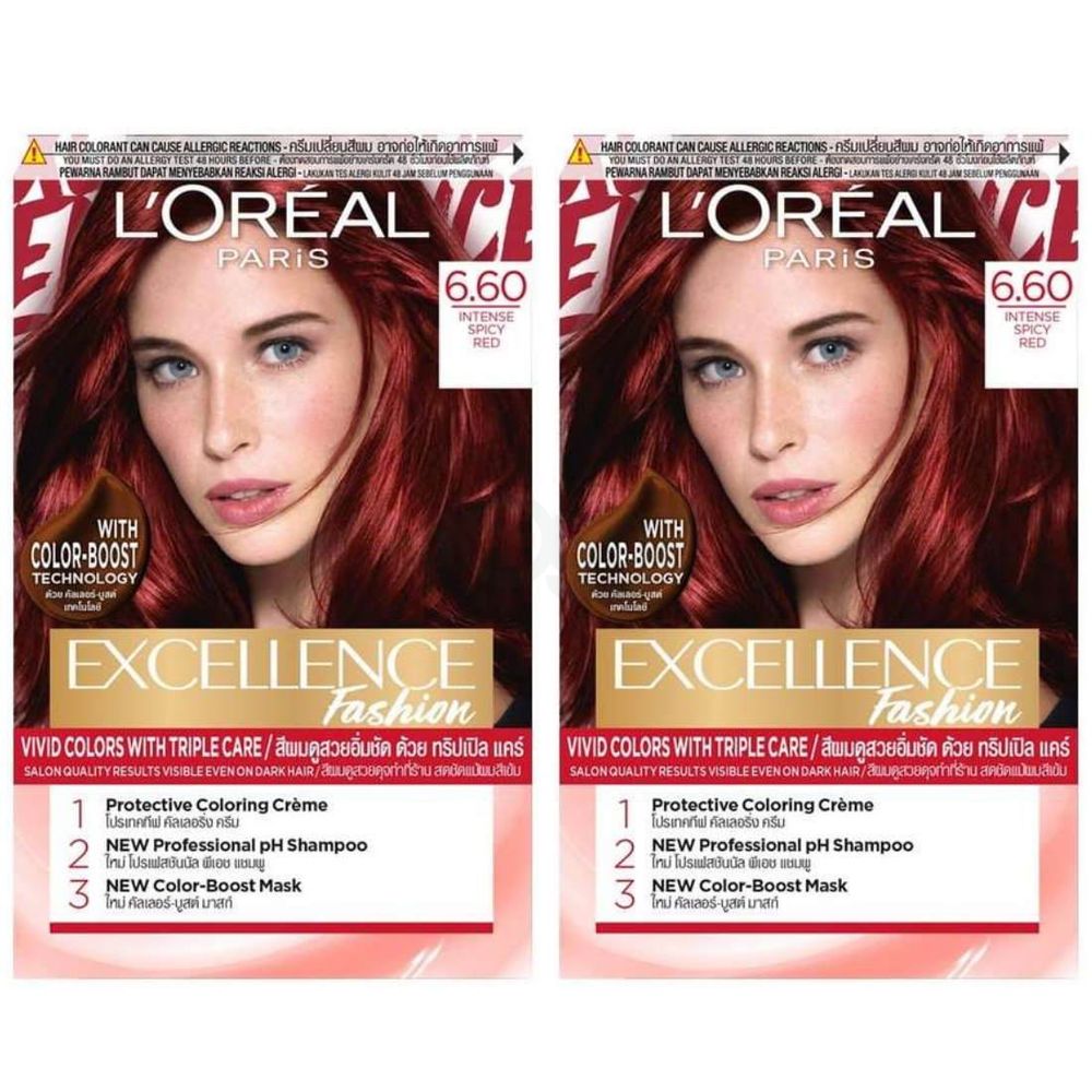 Loreal Paris Excellence Fashion Vivid Colors with Triple Care Hair Color - 6.60 Intense Spicy Red  