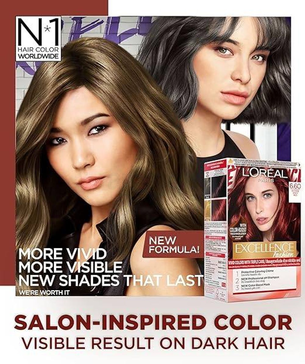Loreal Paris Excellence Fashion Vivid Colors with Triple Care Hair Color - 6.60 Intense Spicy Red  