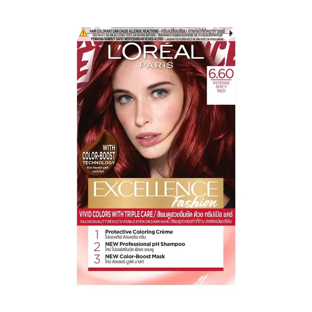 Loreal Paris Excellence Fashion Vivid Colors with Triple Care Hair Color - 6.60 Intense Spicy Red  