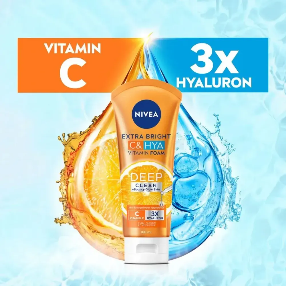 Nivea Extra Bright C and HYA  Deep Clean Vitamin Foam  