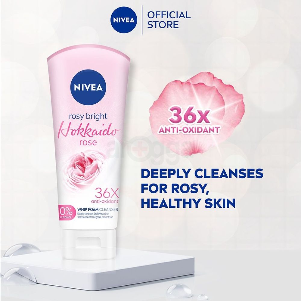 Nivea Rosy Bright Hokkaido Rose Whip Foam Cleanser  