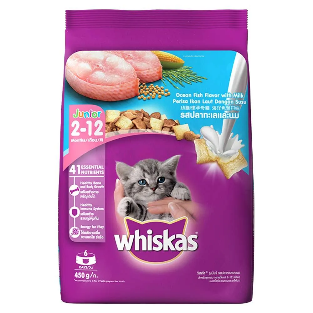 WHISKAS Dry Cat Food Kitten Ocean Fish 450g Cat Dry Food
  