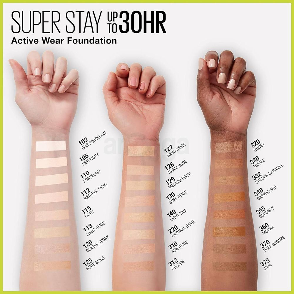 Maybelline Super Stay Active Wear 30h Full Coverage Foundation - 140 Light Tan  