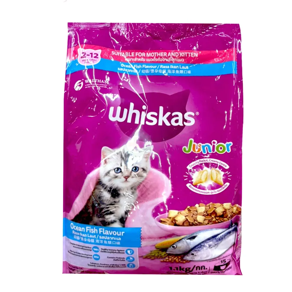 WHISKAS Dry Cat Food Kitten Ocean Fish 1.1Kg Cat Dry Food  
