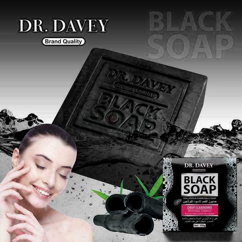 Dr. Davey Black Soap with Collagen & Charcoal for Deep Cleansing  