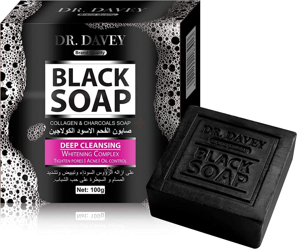 Dr. Davey Black Soap with Collagen & Charcoal for Deep Cleansing  