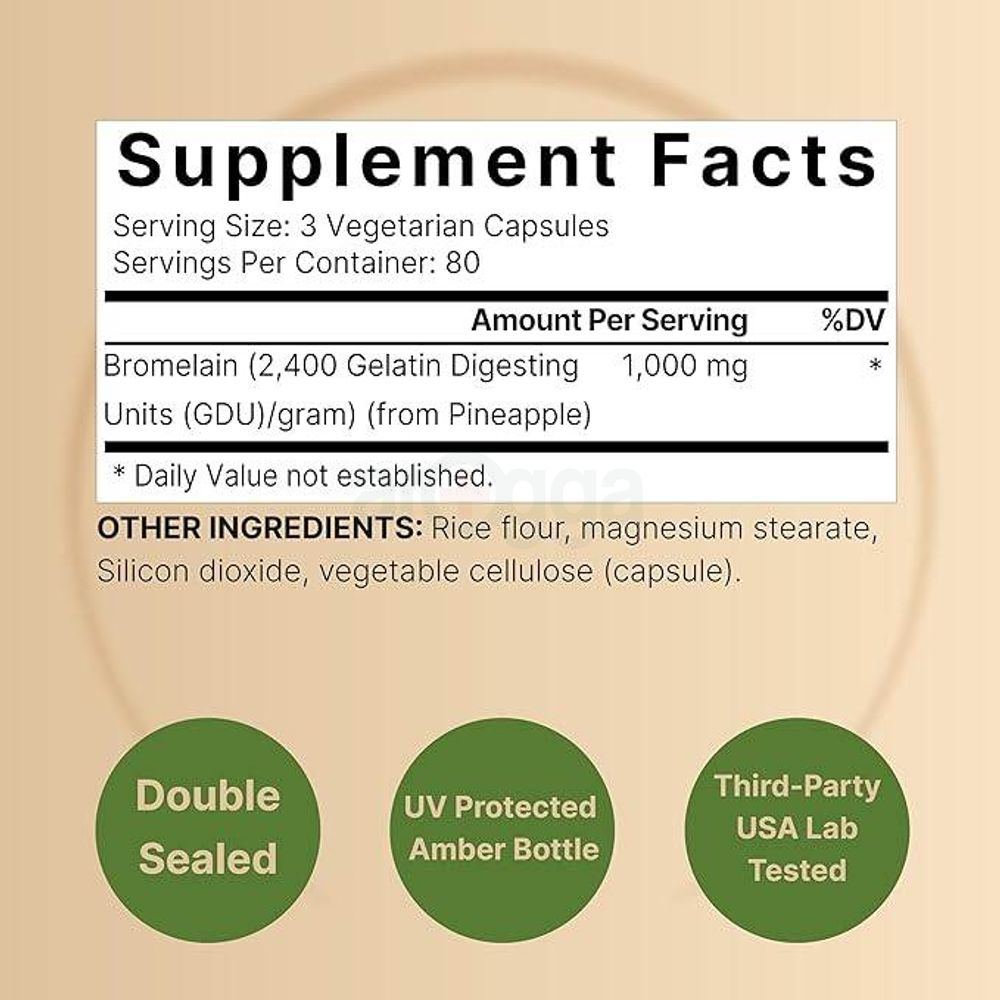 Naturebell Bromelain, 1,000mg Per Serving, 240 Veggie Capsules   