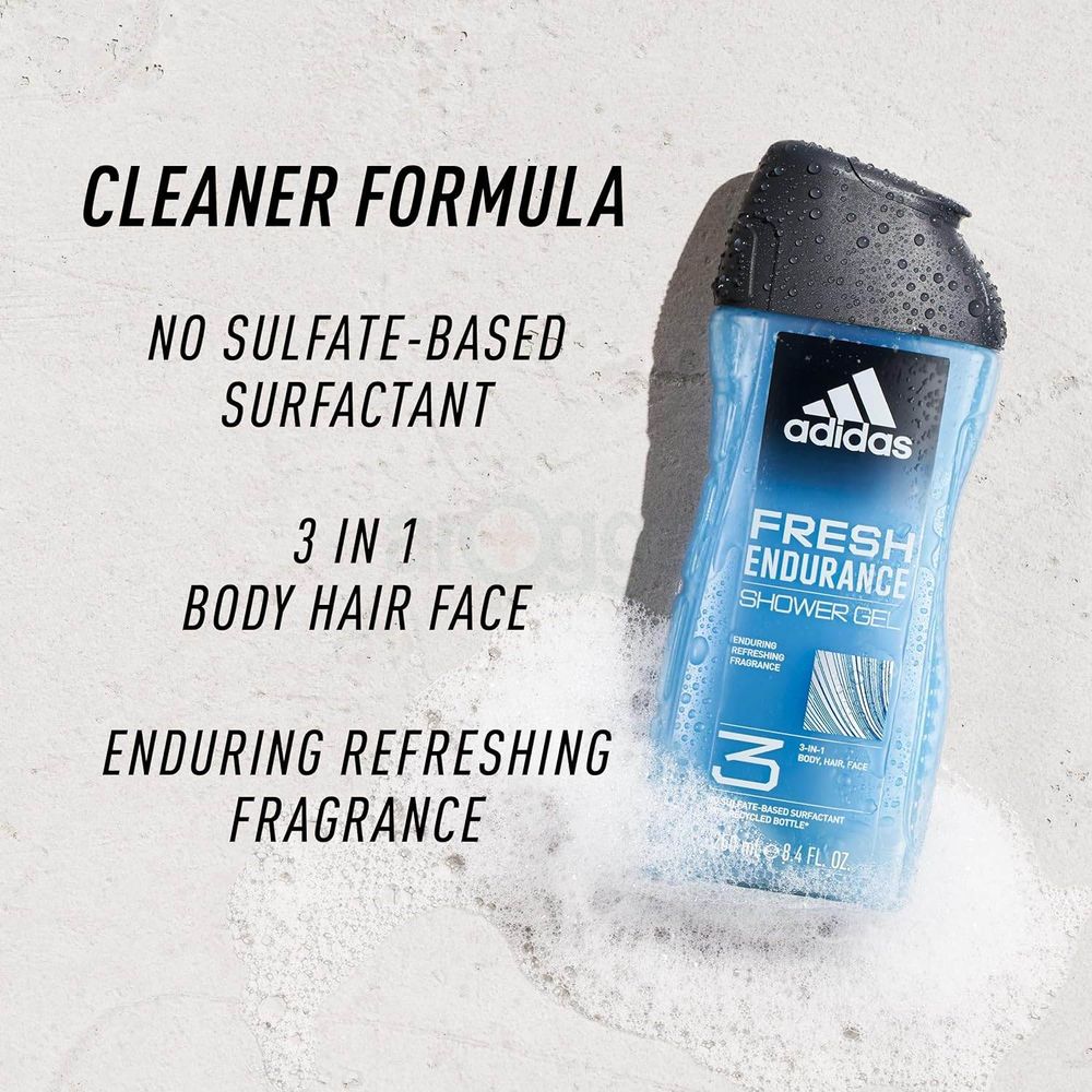 Adidas 3 in 1 Fresh Endurance Men Shower Gel 250ml  