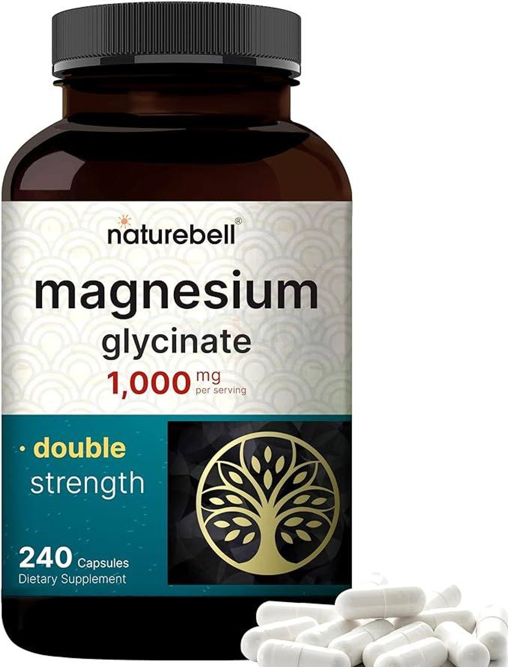 NatureBell Magnesium Glycinate Supplement 1,000mg | 500mg Per Capsule, 240 Pills   