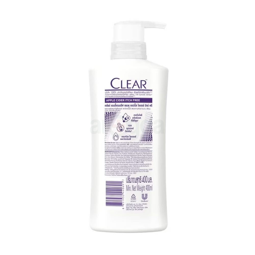 Clear Apple Cider Itch Free Anti Dandruff Shampoo (Made in Thailand)  