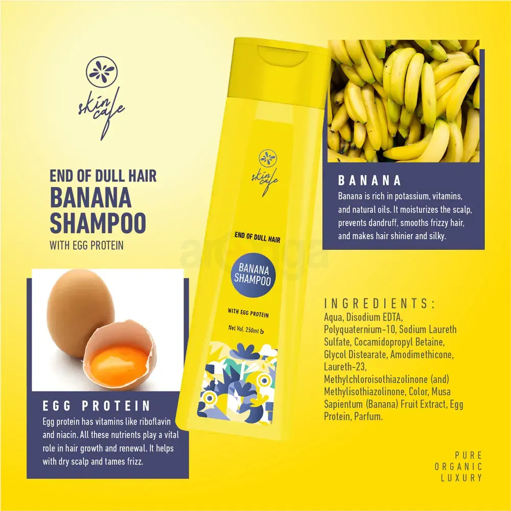 Skin Cafe End of Dull Hair Banana Shampoo with Egg Protein- 250ml  