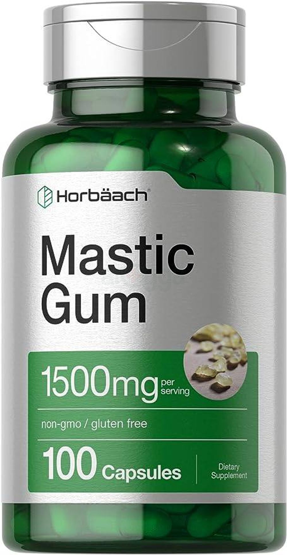 Horbaach Mastic Gum Capsules 1500mg 100 Count | Non-GMO & Gluten Free  