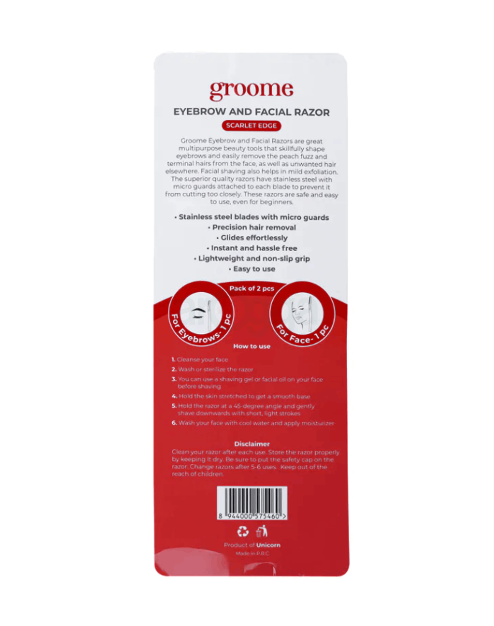 Groome Eyebrow And Facial Razor- Scarlet Edge  