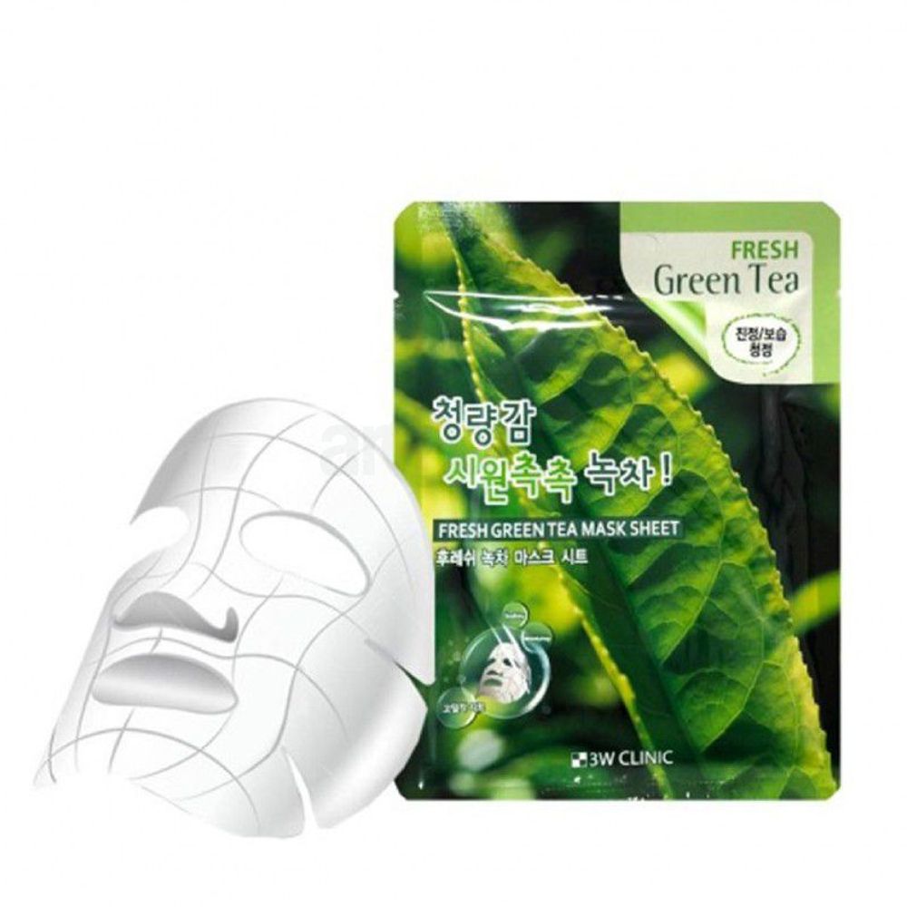 3W Clinic Fresh Green Tea Sheet Mask  