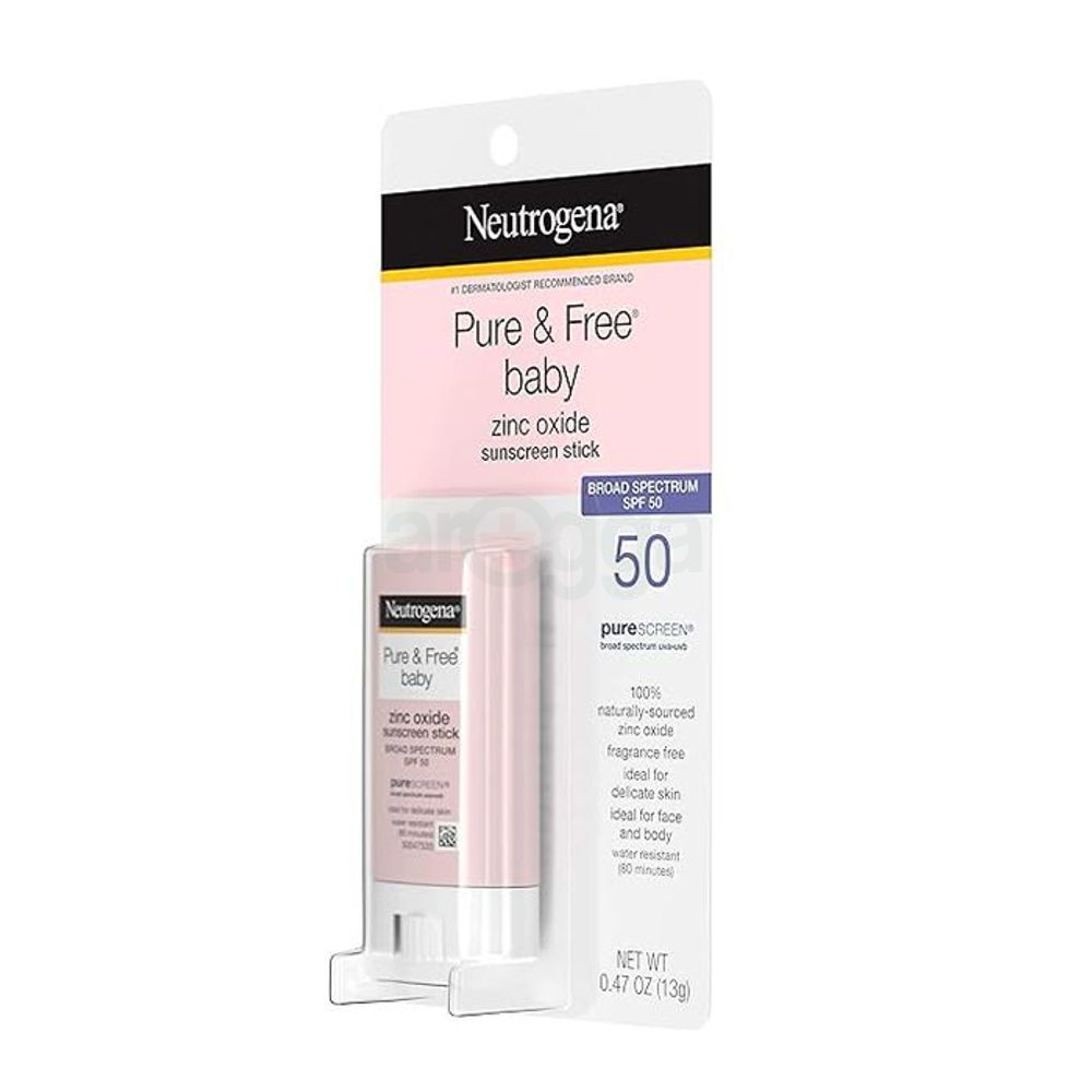 Neutrogena Pure & Free Baby Zinc Oxide Sunscreen Stick Broad Spectrum SPF 50 for Delicate Skin  