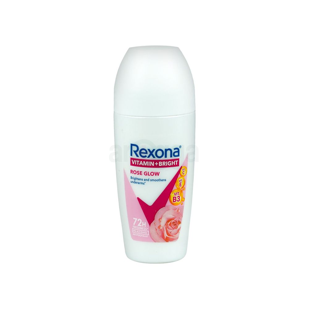 Rexona Vitamin + Bright Rose Glow 72h 3x Stronger Protection Roll-On for Women  
