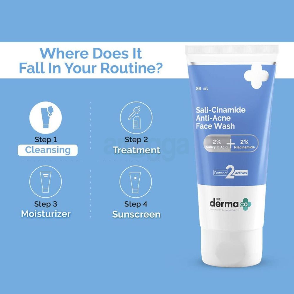 The Derma Co 2% Salicylic Acid + 2% Niacinamide Sali-Cinamide Anti-Acne Face Wash  