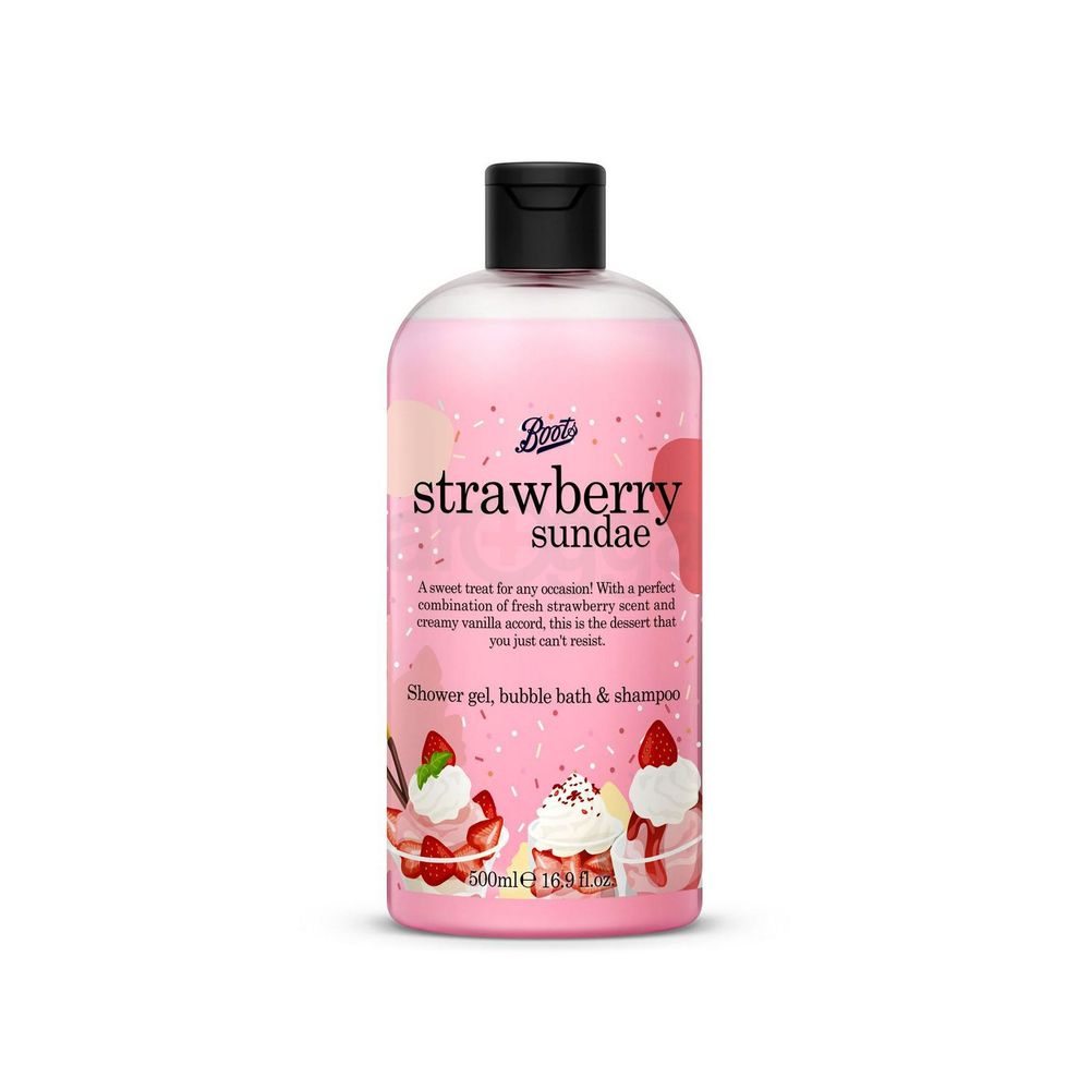 Boots Strawberry Sundae Shower Gel, Bubble Bath & Shampoo  