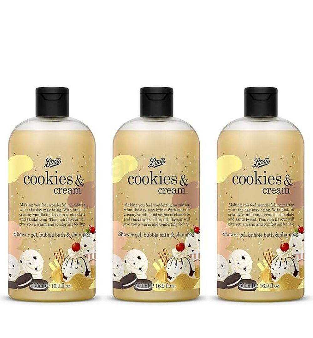 Boots Cookies & Cream Shower Gel, Bubble Bath & Shampoo  