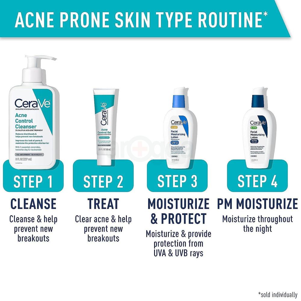 Cerave Acne Control Cleanser with 2% Salicylic Acid Acne Treatment (Made in USA)  