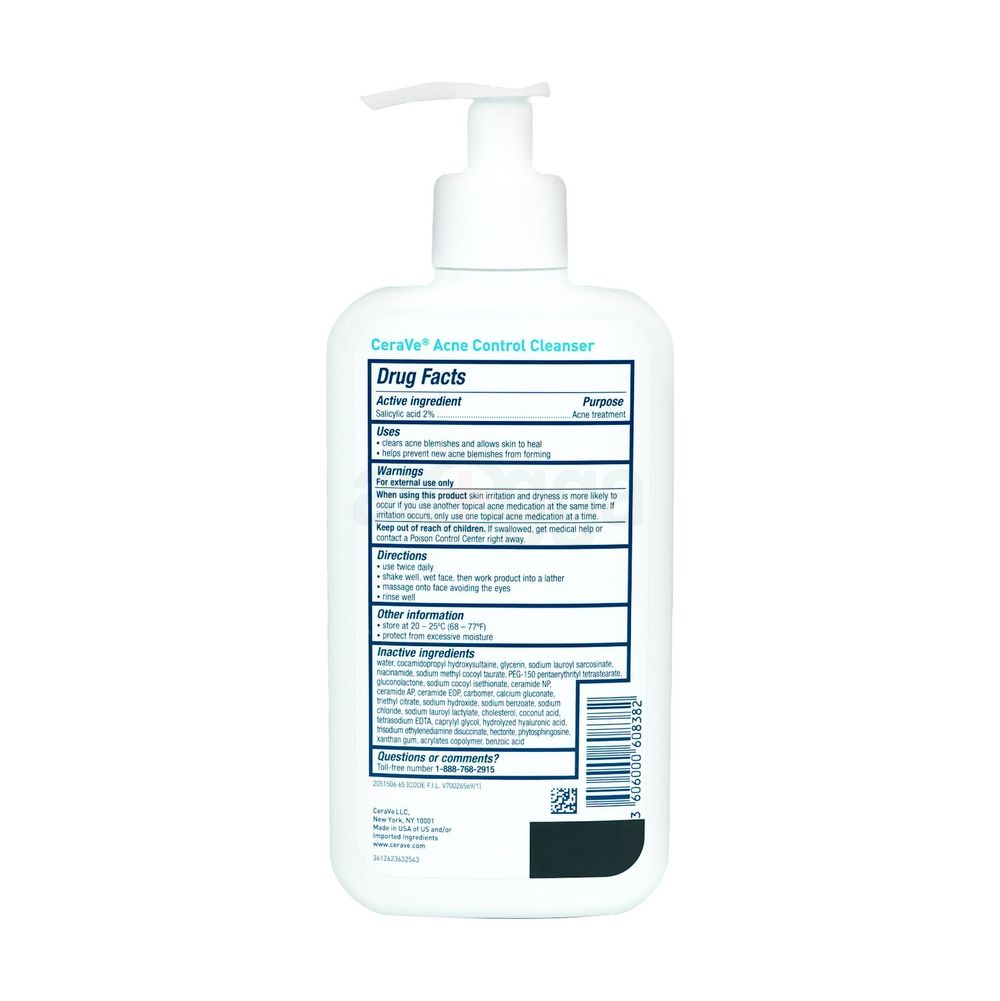 Cerave Acne Control Cleanser with 2% Salicylic Acid Acne Treatment (Made in USA)  