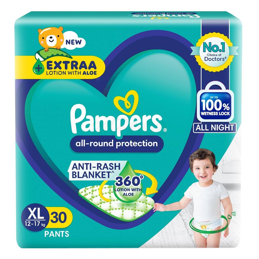 Pampers All Round Protection Baby Pant Diaper With Aloe 30 Pcs Pack - XL (12-17kg)   