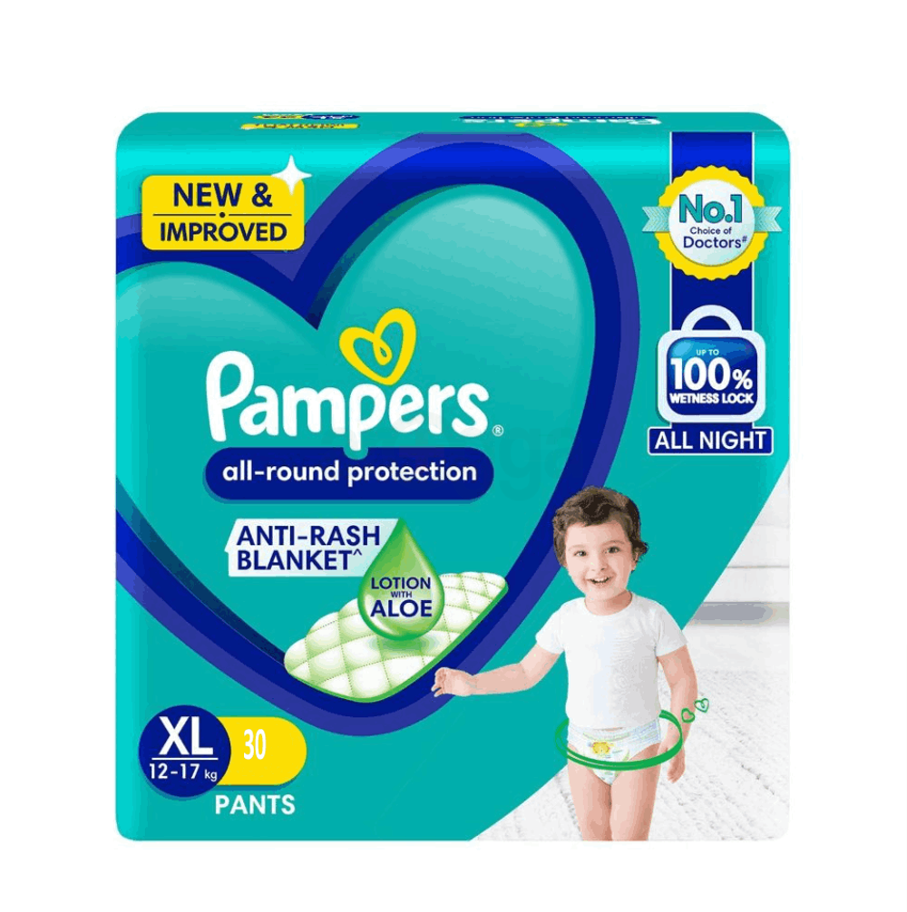 Pampers All Round Protection Baby Pant Diaper With Aloe 30 Pcs Pack - XL (12-17kg)   