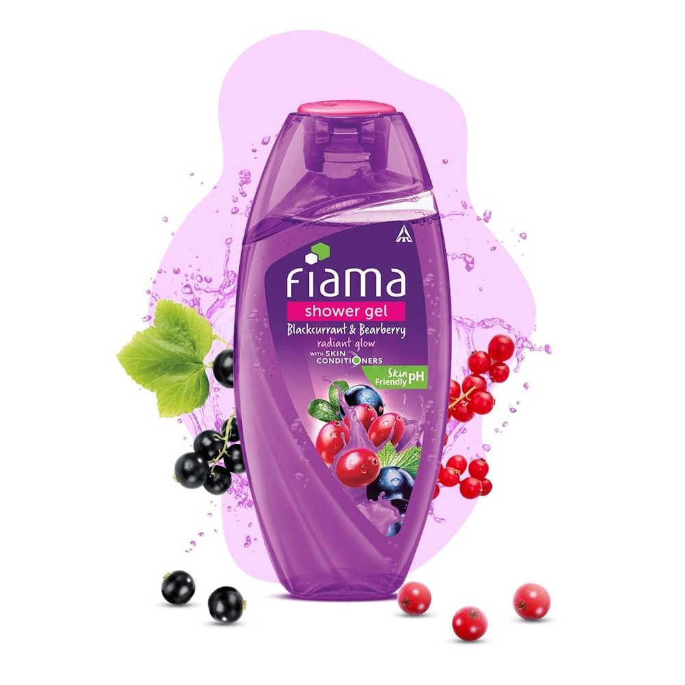 Fiama Blackcurrent & Bearberry Shower Gel With Skin Conditioners for Radient Glow  