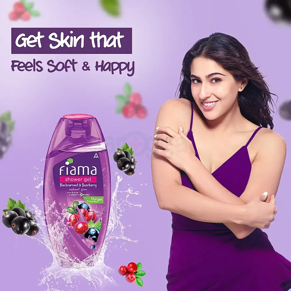 Fiama Blackcurrent & Bearberry Shower Gel With Skin Conditioners for Radient Glow  