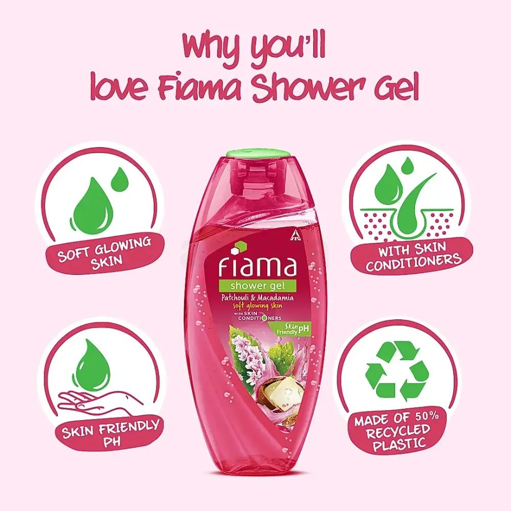 Fiama Patchouli & Macadamia Shower Gel With Skin Conditioners for Soft Glowing Skin  