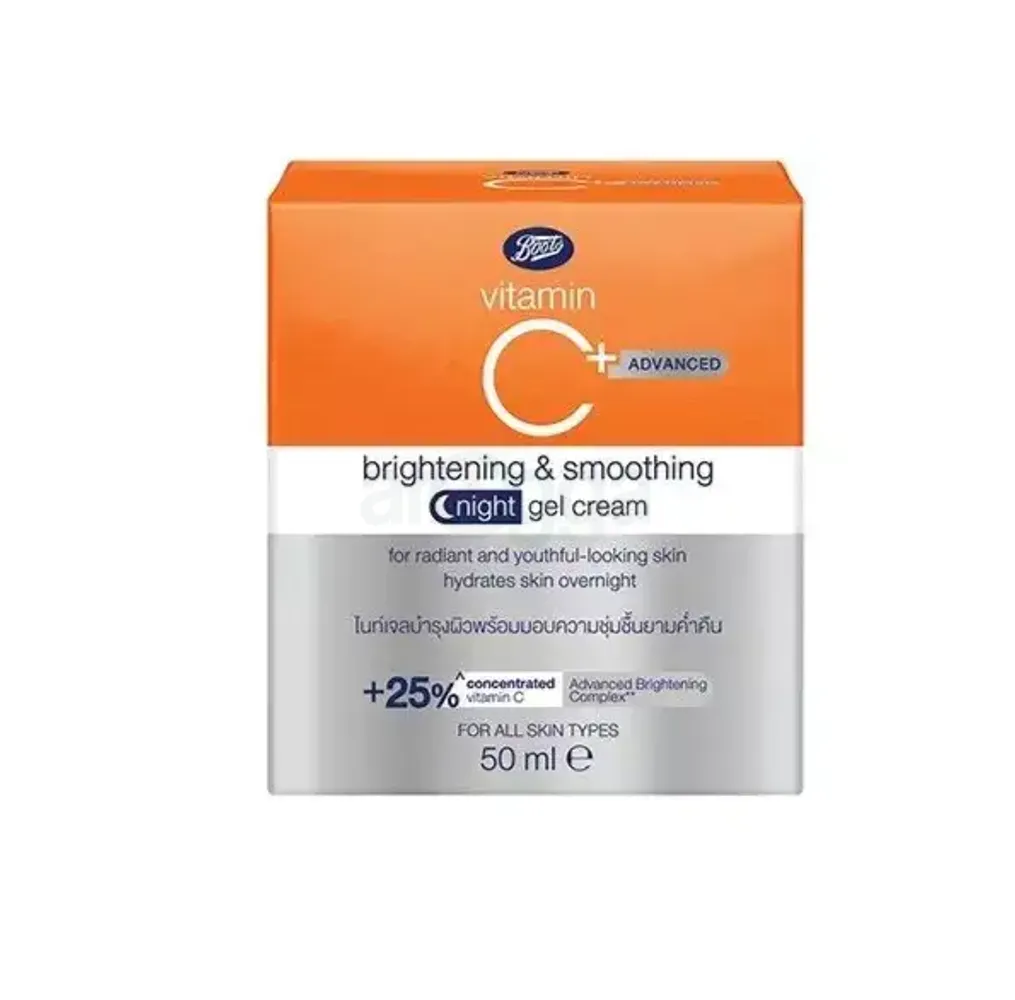 Boots Vitamin C+ Advanced Brightening & Smoothing Night Gel Cream for Radiant & Youthful looking Skin  