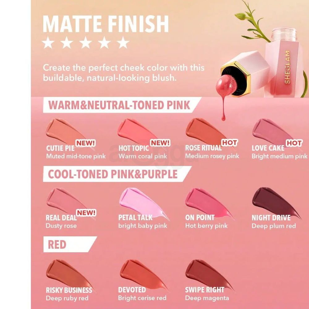 SHEGLAM Color Bloom Liquid Blush Matte Finish -  Rose Ritual  