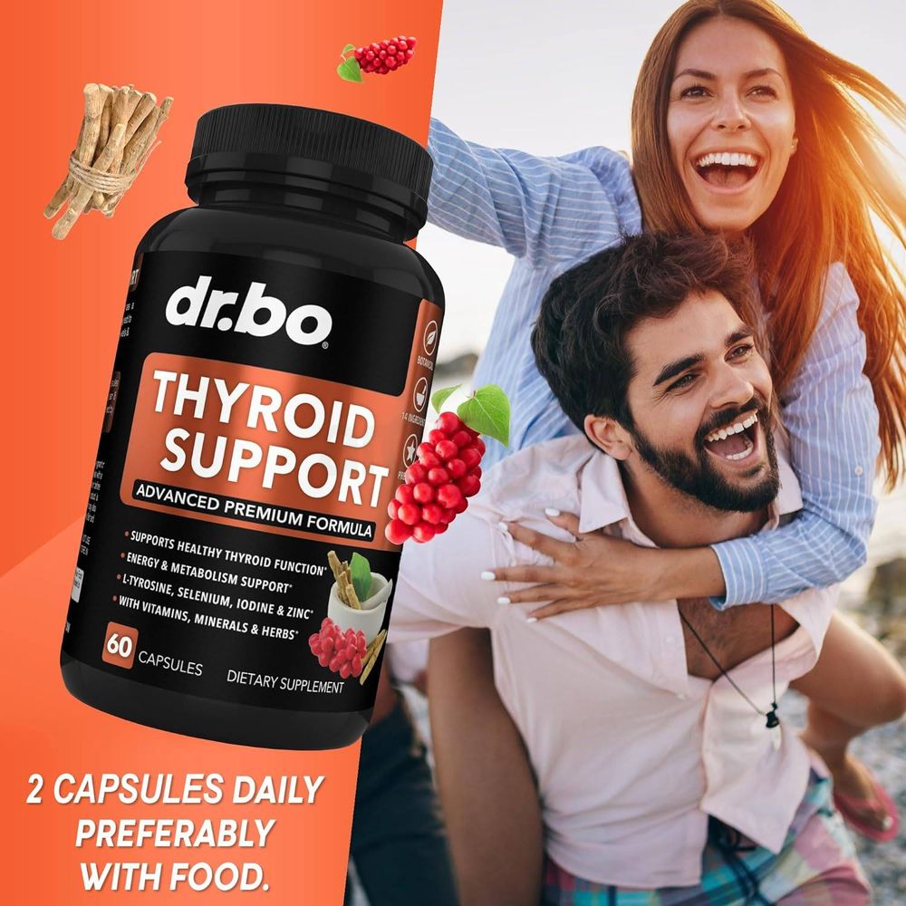Dr Bo. Thyroid Support for Women & Men Supplement Complex Vitamin 60 Pills  