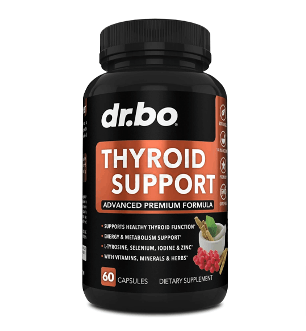 Dr Bo. Thyroid Support for Women & Men Supplement Complex Vitamin 60 Pills  