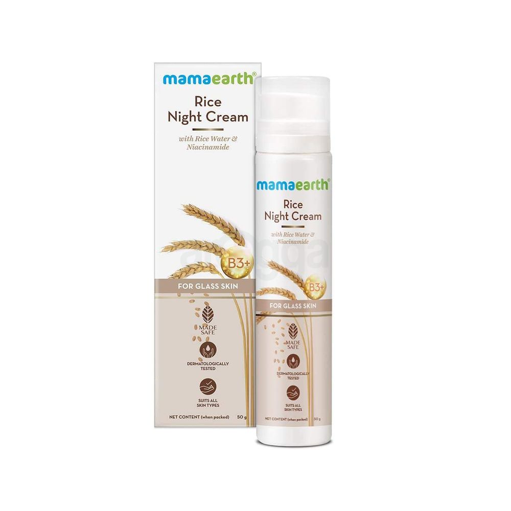 Mamaearth Rice Water Night Cream with Niacinamide for Glass Skin  