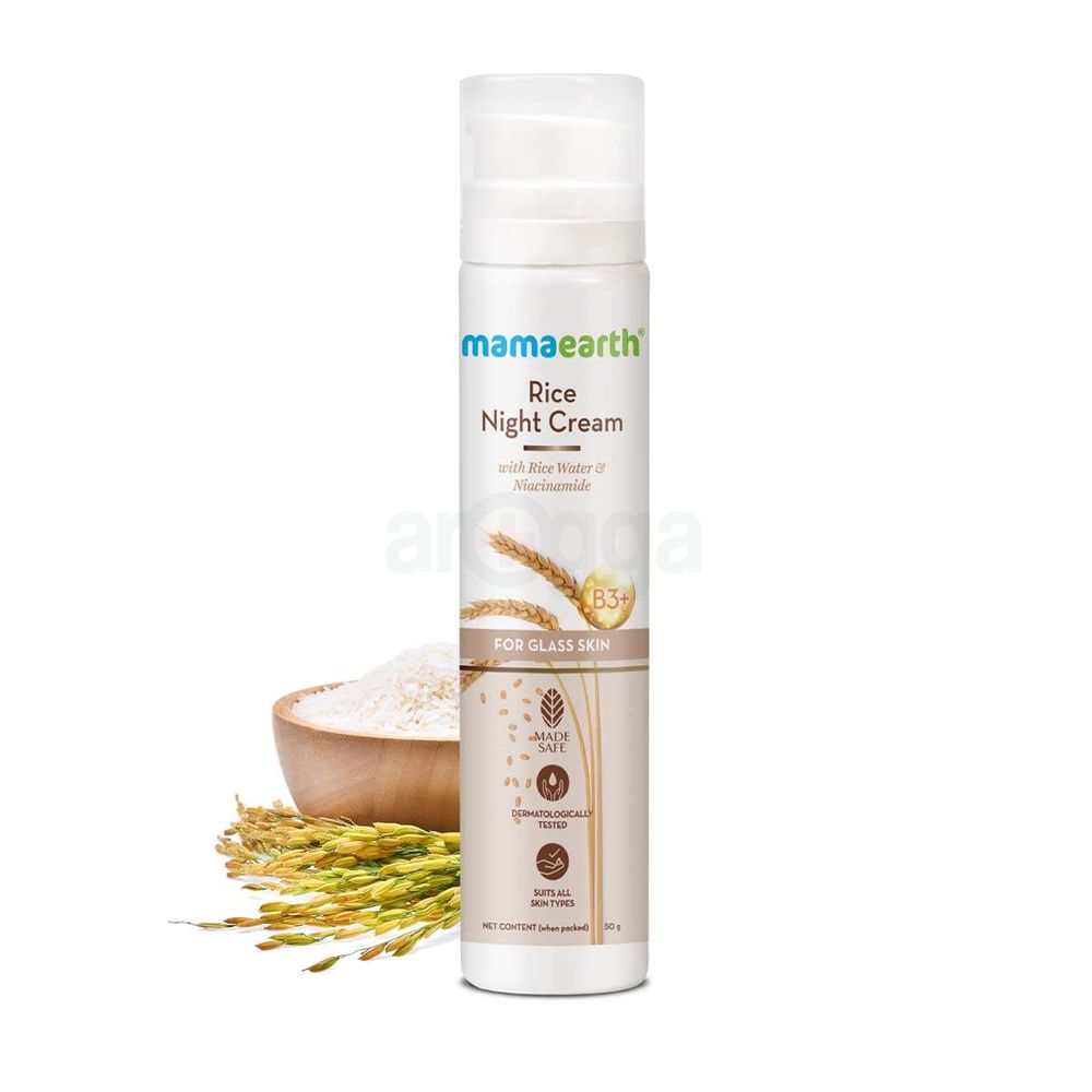 Mamaearth Rice Water Night Cream with Niacinamide for Glass Skin  