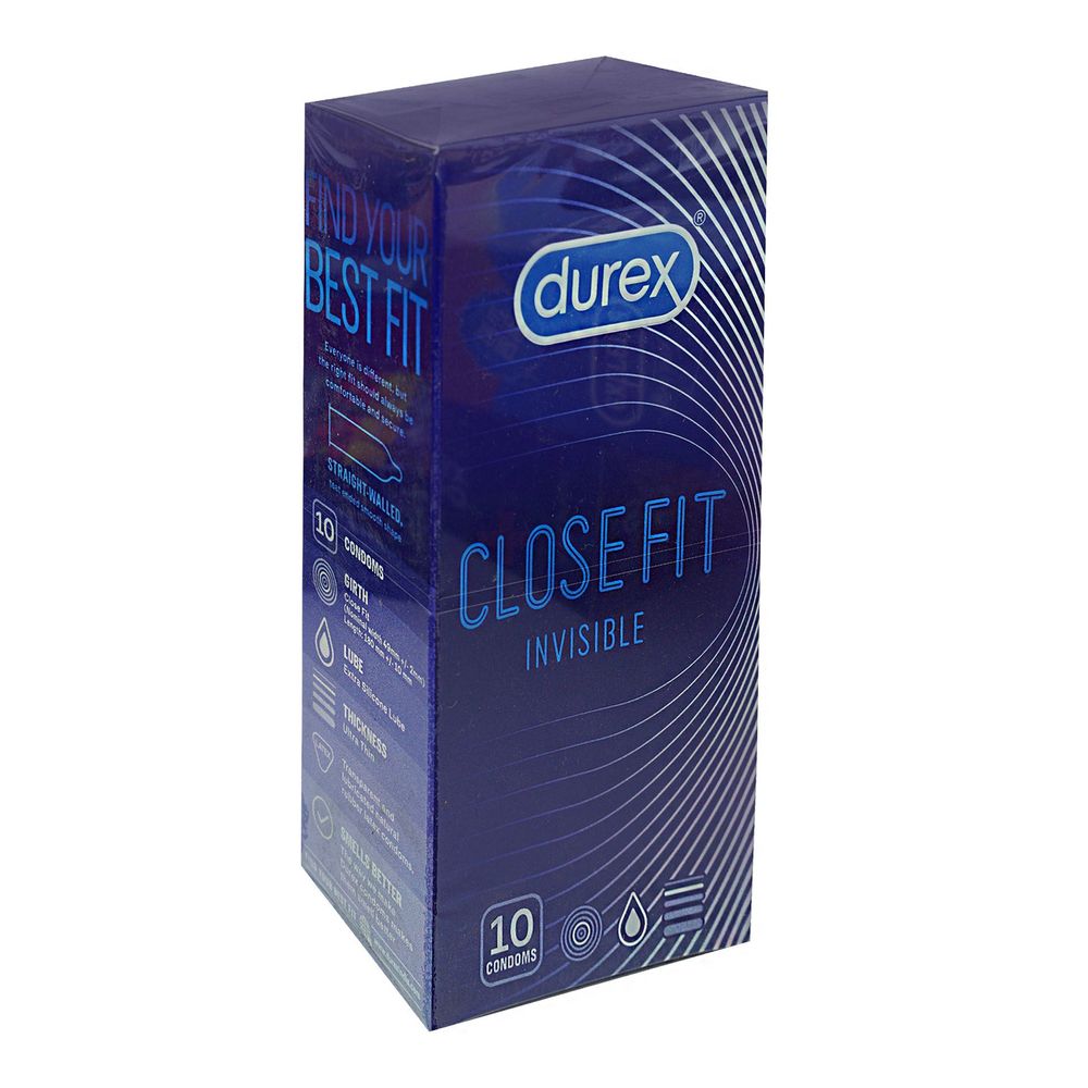Durex Close Fit Invisible 49mm Small Better Fit Ultra Thin Condom - 10Pcs Pack  