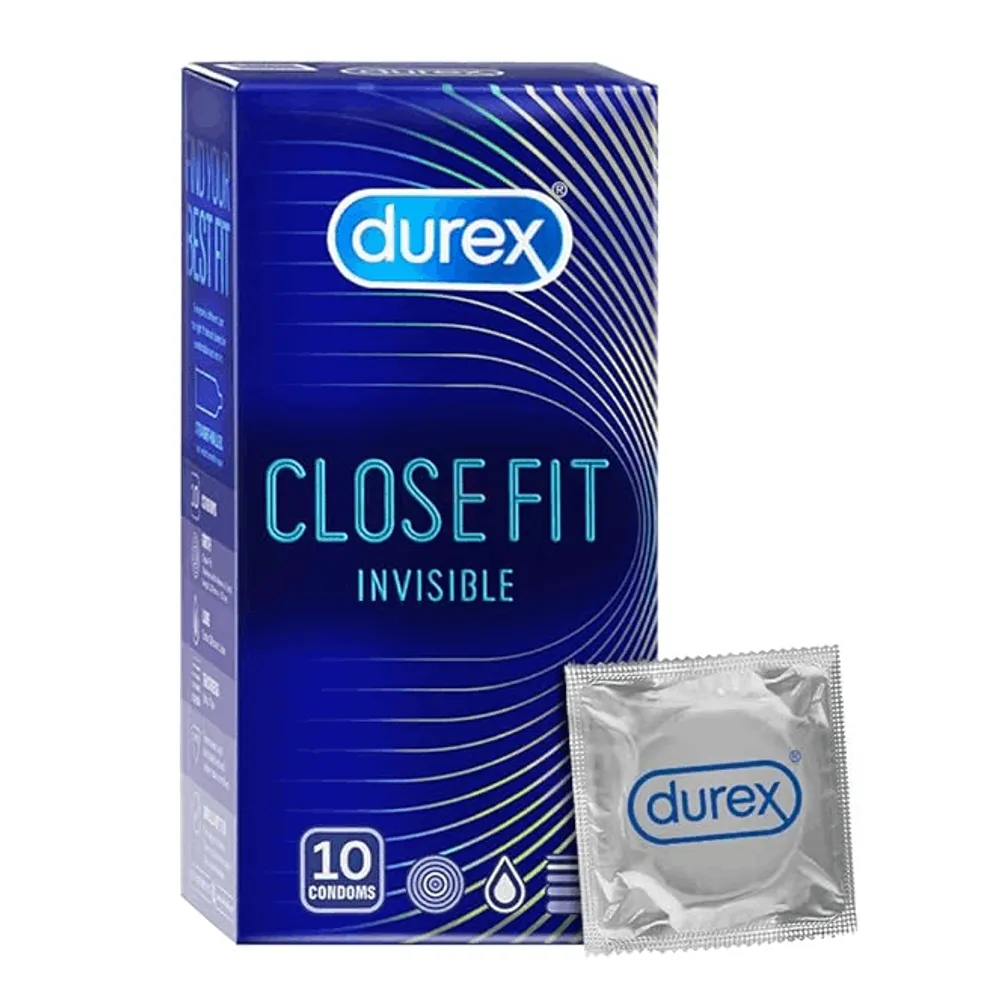 Durex Close Fit Invisible 49mm Small Better Fit Ultra Thin Condom - 10Pcs Pack  