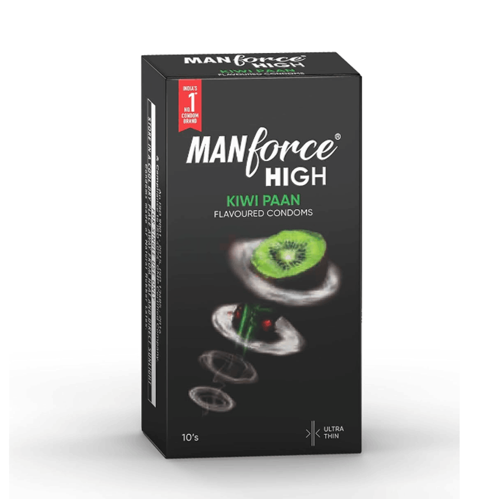 Manforce High Kiwi Paan Flavoured Condom Ultra Thin With 0.05mm Thinness - 10Pcs Pack  