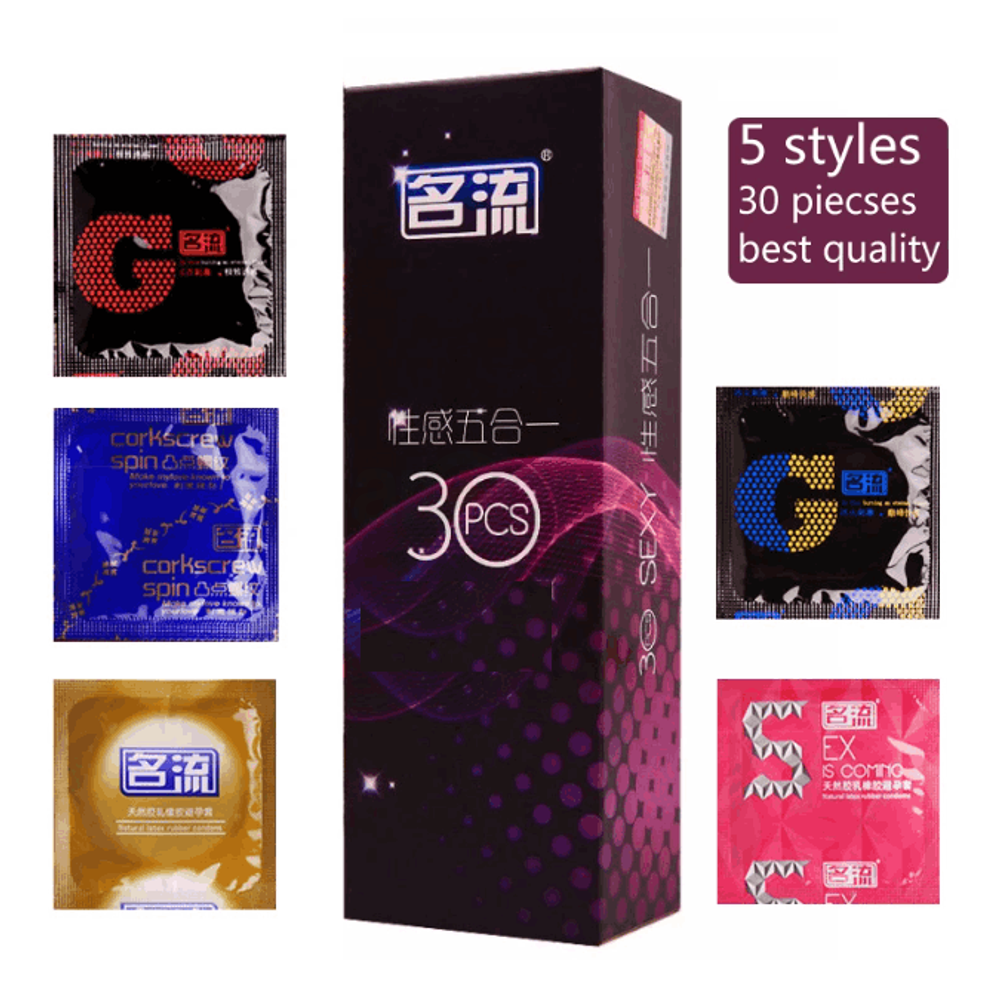 One 5-in-1 Large Big Dotted Lubricating Magic Penis Sleeve Condom - 30Pcs Value Pack  