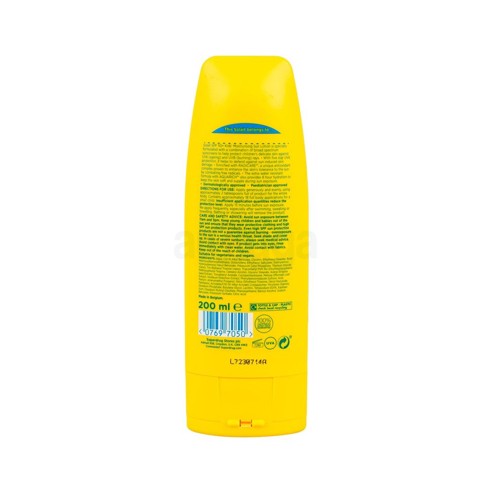 Superdrug Solait Kids Moisturising Sun Lotion SPF50+ 200ml  