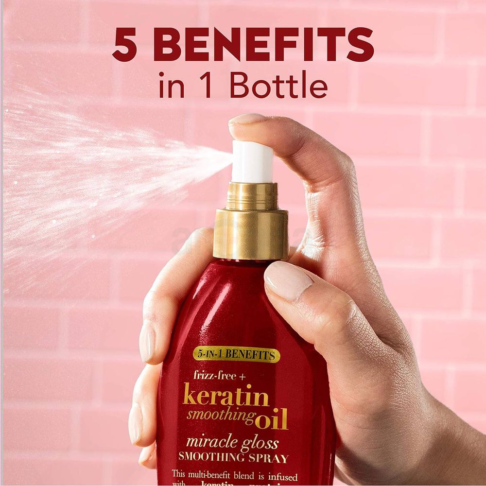OGX 5 in 1 Benefits Frizz Free Keratin Smoothing Oil Hair Spray  